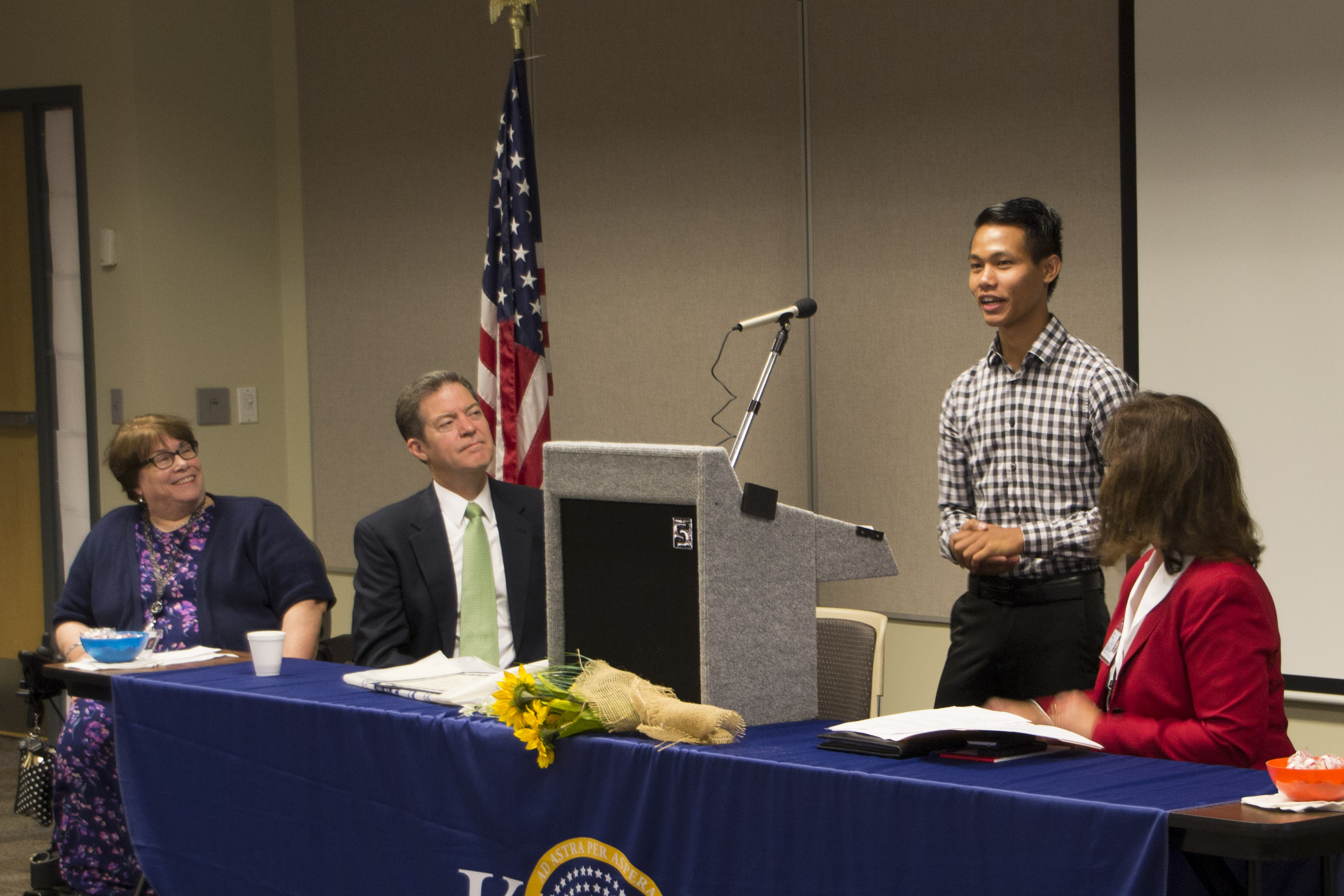 Van Lal Lian, 18, Kansas City, telling his story as a refugee from Myanmar